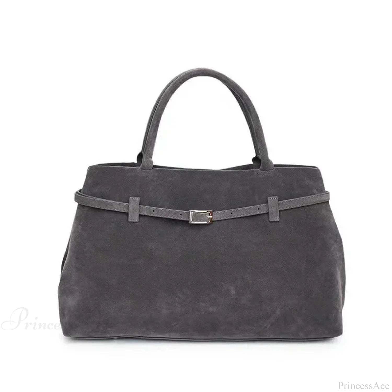 Buckle Decorative Faux Suede Hasp Large Tote Handbag GRAY handbag-250126