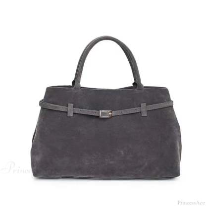Buckle Decorative Faux Suede Hasp Large Tote Handbag GRAY handbag-250126