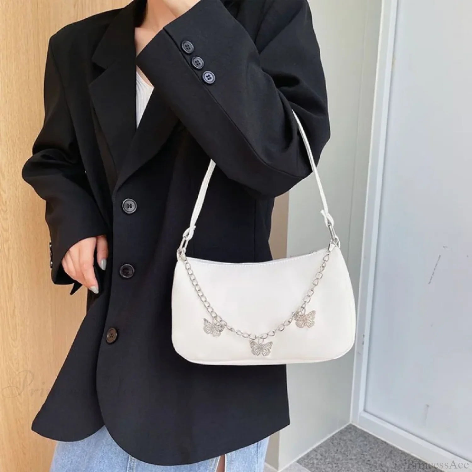 Butterfly Chain PU Leather Travel Shoulder Bag shoulder-250126