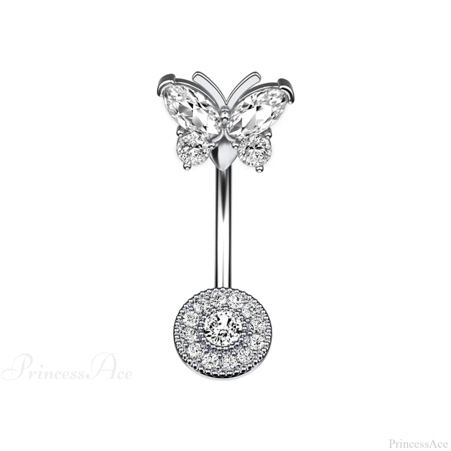 Crystal Heart Pink Gothic Belly Ring sliver4