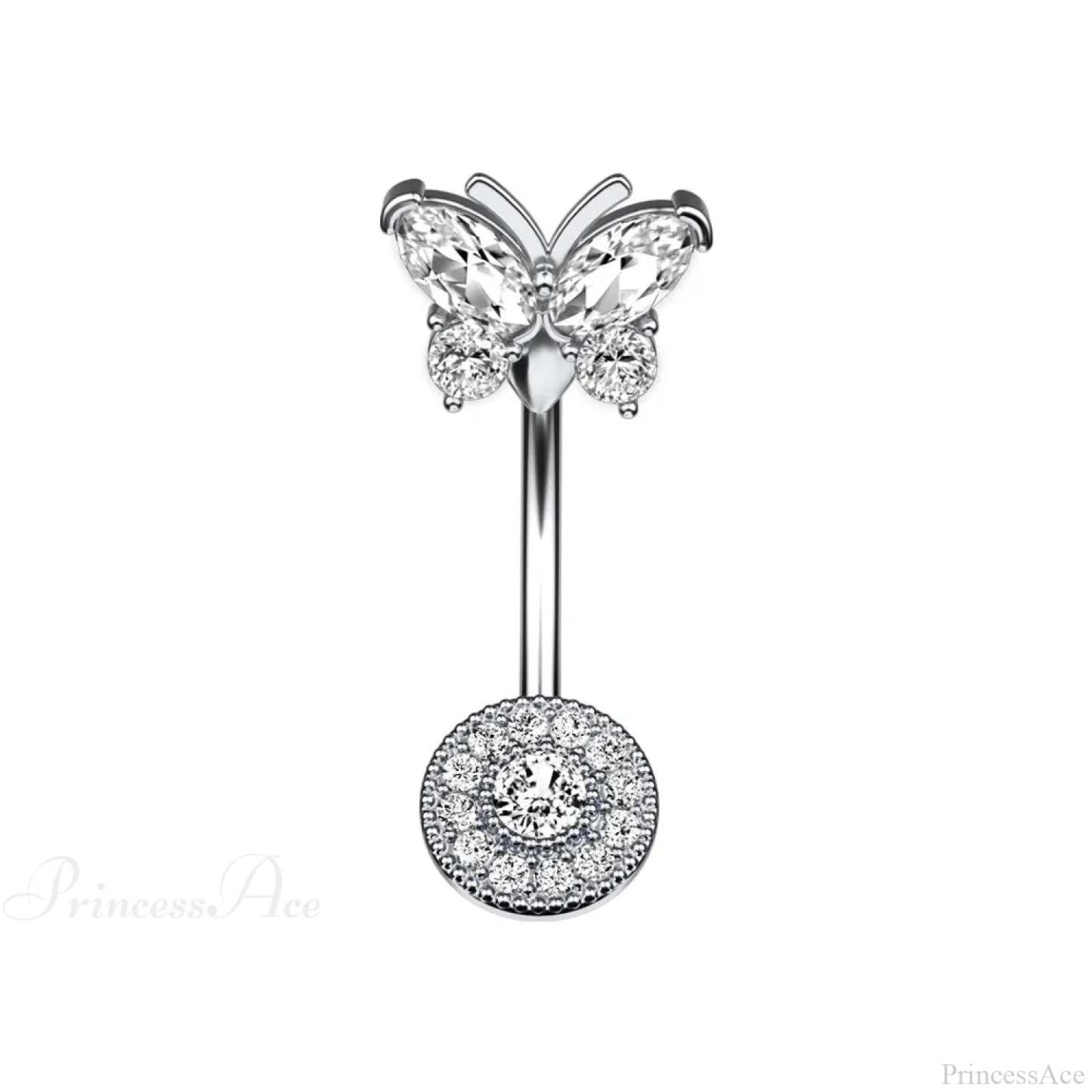 Crystal Heart Pink Gothic Belly Ring sliver4