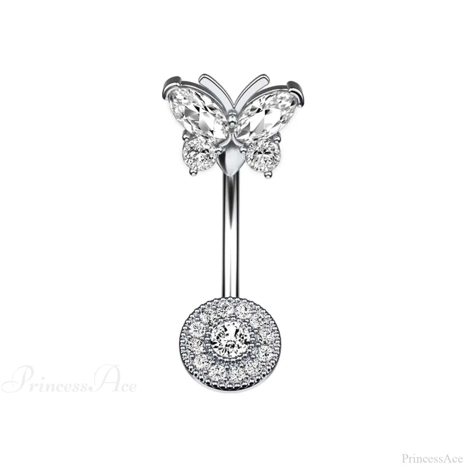 Crystal Heart Pink Gothic Belly Ring sliver4