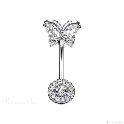 Crystal Heart Pink Gothic Belly Ring sliver4
