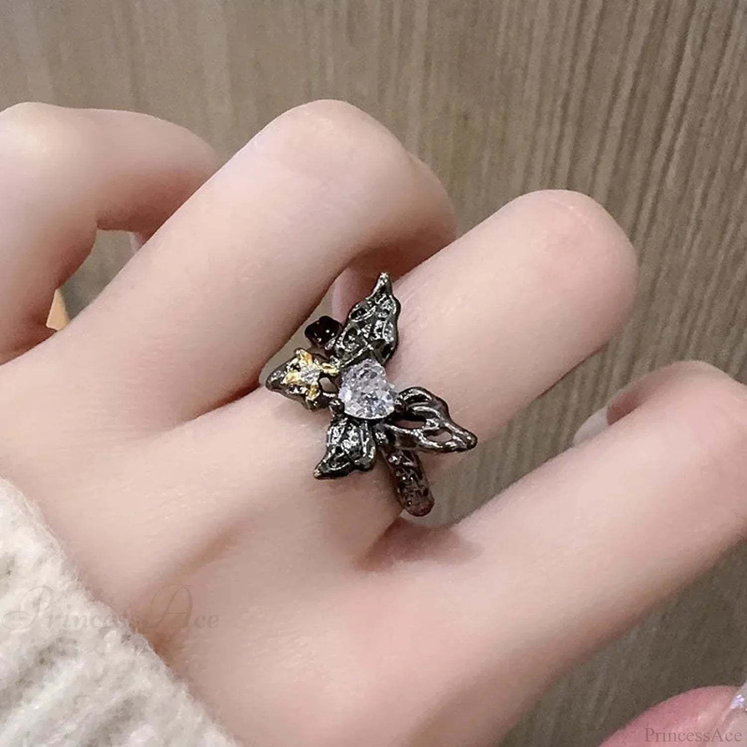 Butterfly Gothic Punk Style Ring sliver 01