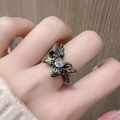 Butterfly Gothic Punk Style Ring sliver 01