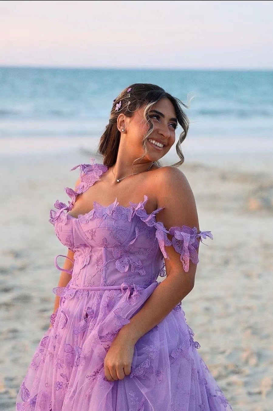 Sheer Tulle Spaghetti Strap High Slit Party Dress