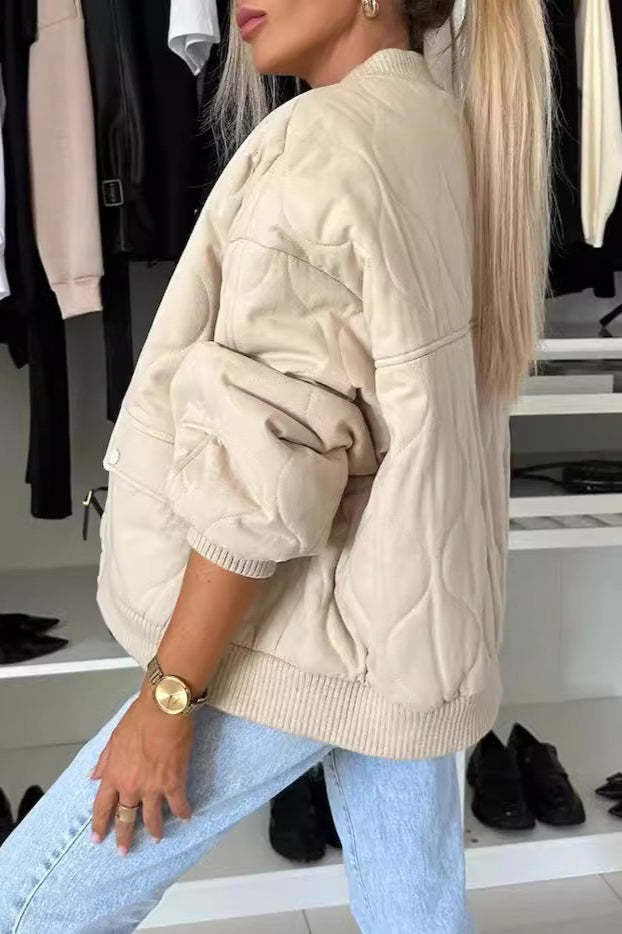 Casual Solid Button Padded Coat coats