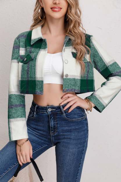 Casual Plaid Long Sleeve Jacket