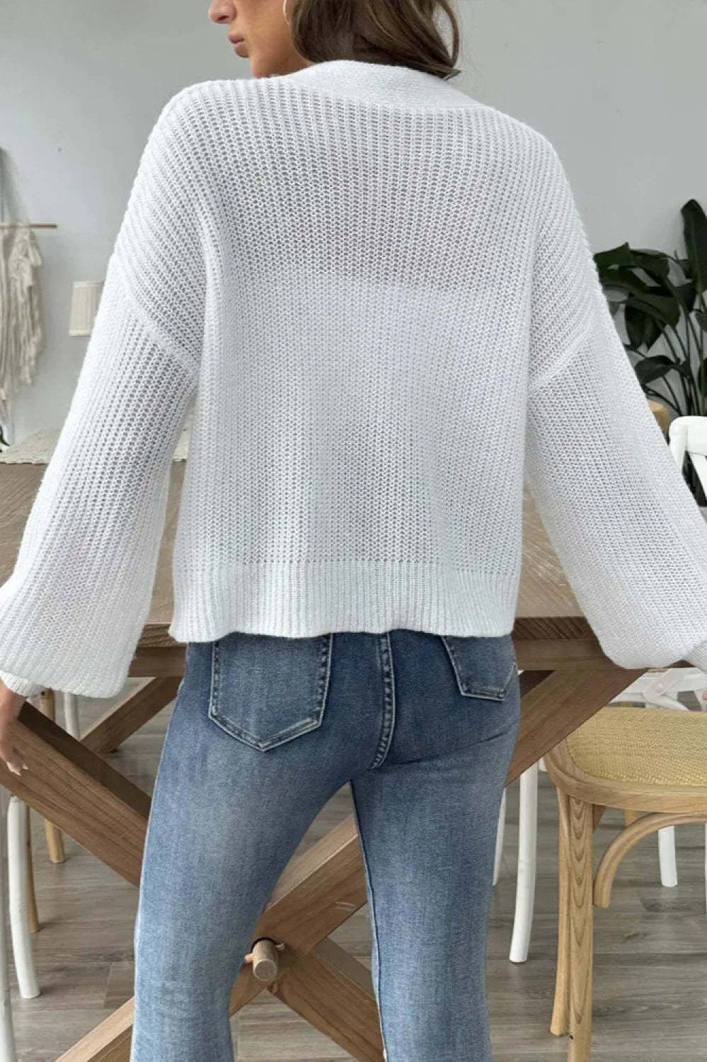 Short Floral Knit Long Sleeve Cardigan