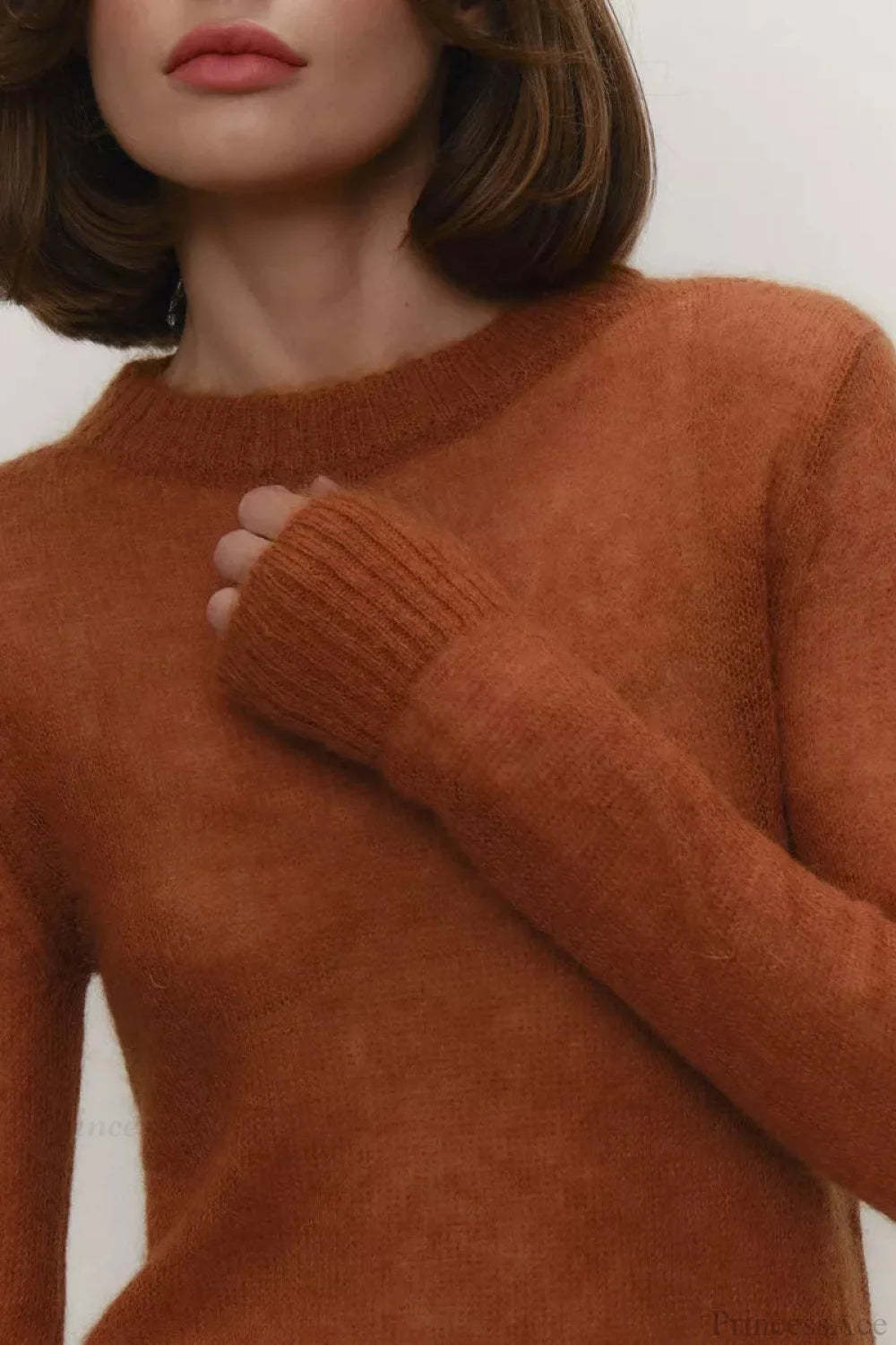 Candy Color Sheer Crew Neck Knit Sweater