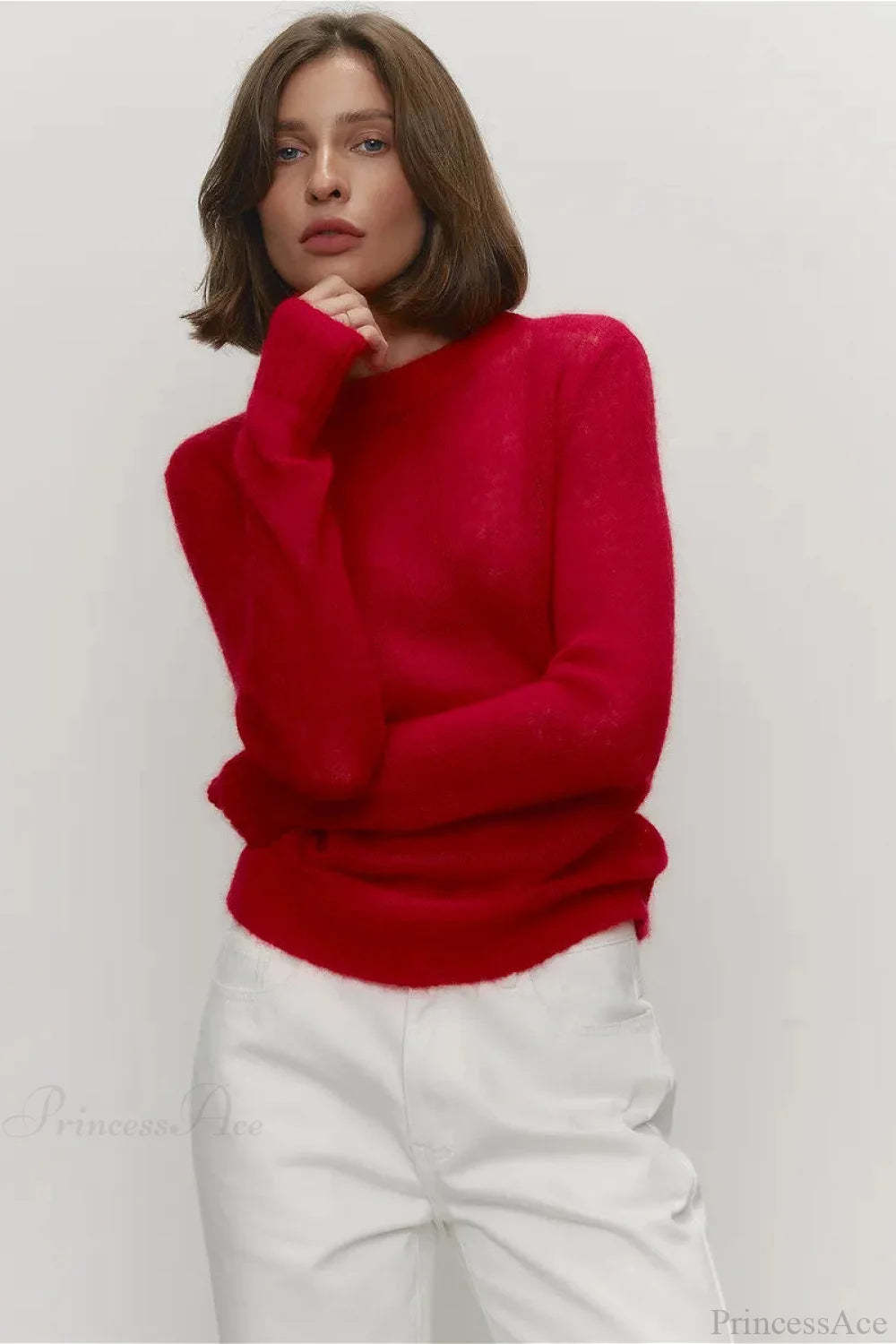 Candy Color Sheer Crew Neck Knit Sweater