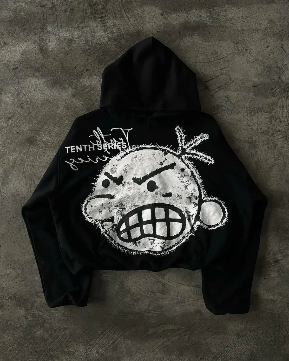 Cartoon Graphic Printed Hoodie black1 / S