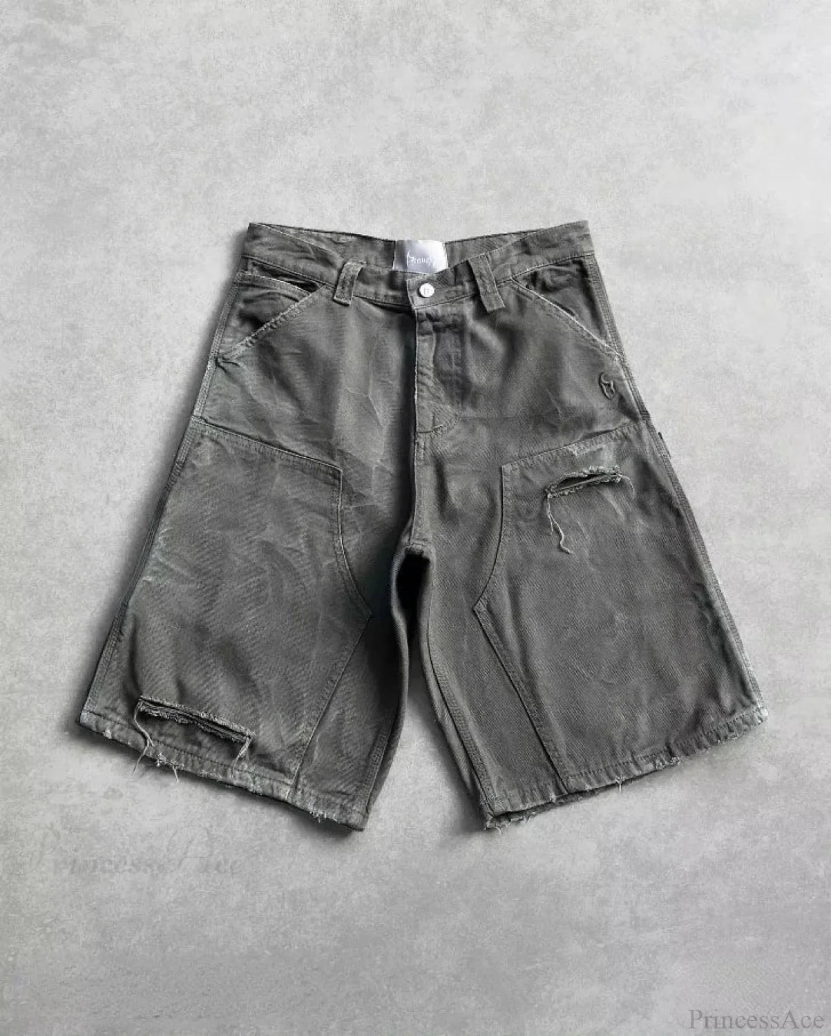 Cartoon Patchwork Denim Short black / S