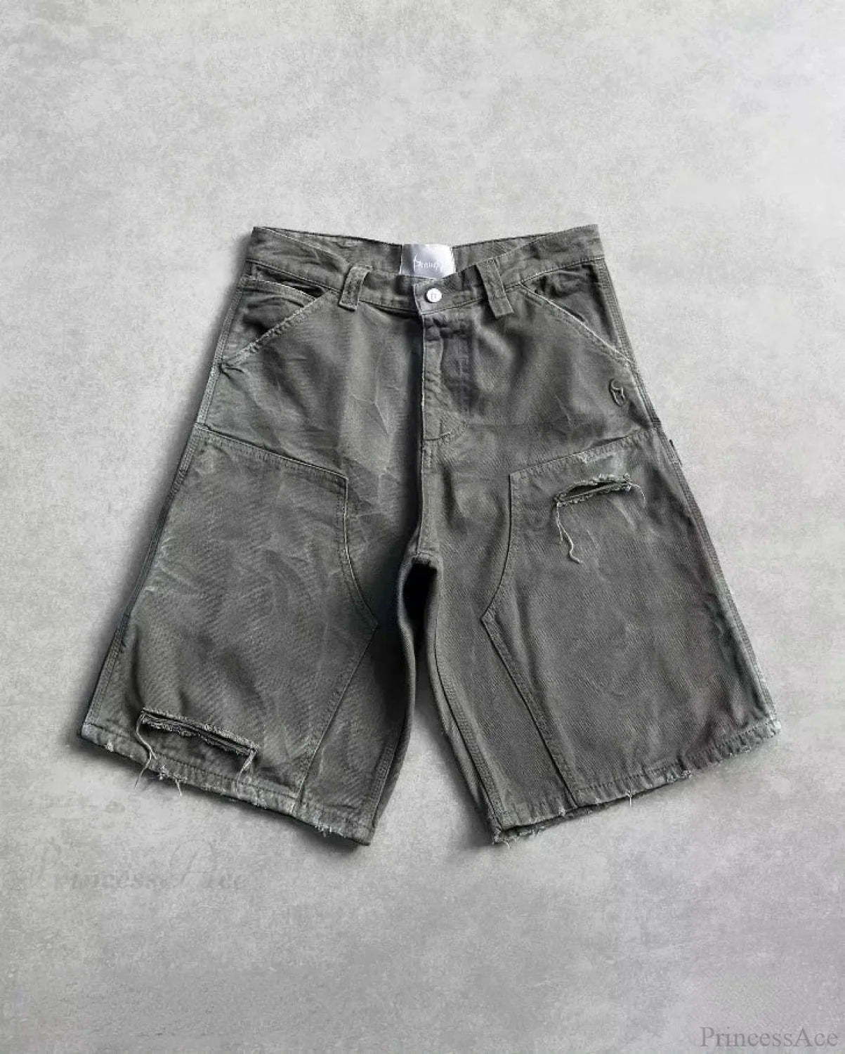 Cartoon Patchwork Denim Short black / S