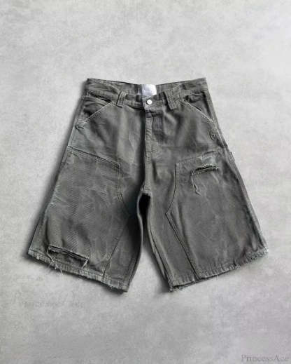 Cartoon Patchwork Denim Short black / S