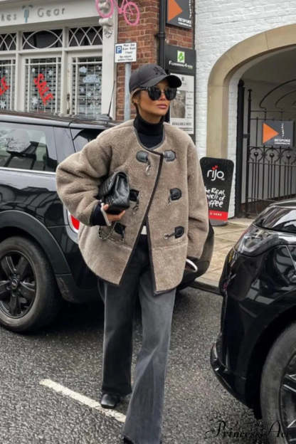 Cashmere Metal Snap Cardigan Coat