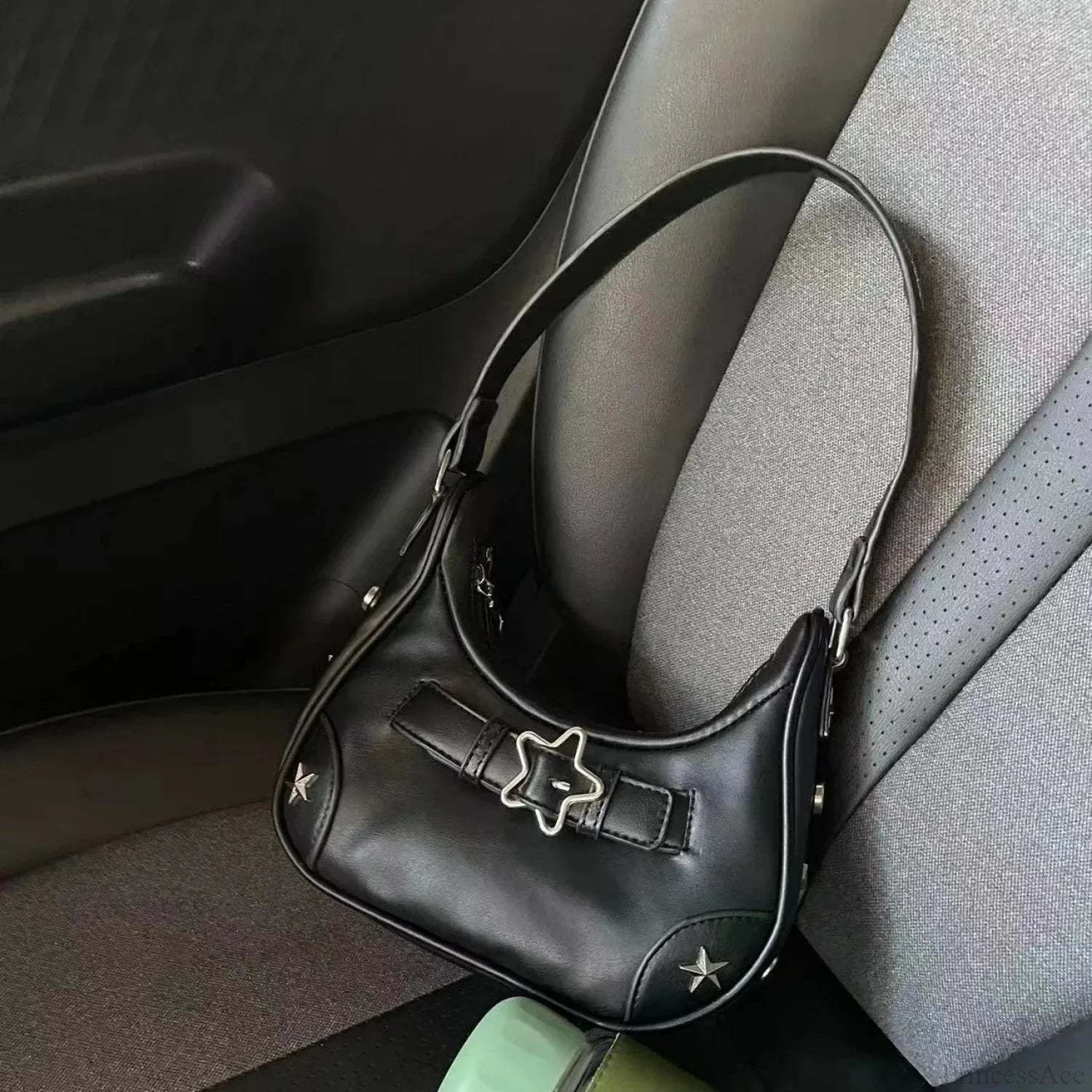 Casual Cute White Star Shoulder Bag Black shoulder-250126