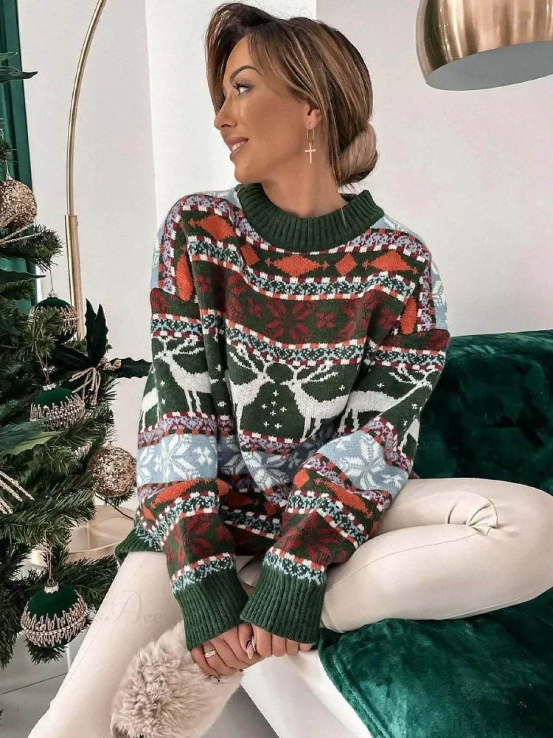 Casual Long Sleeve Knitted Pullover Basic Jersey Fashion Christmas Sweater Sweaters-L
