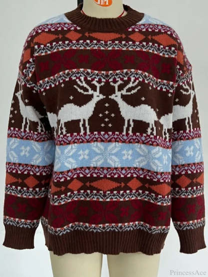 Casual Long Sleeve Knitted Pullover Basic Jersey Fashion Christmas Sweater Sweaters-L