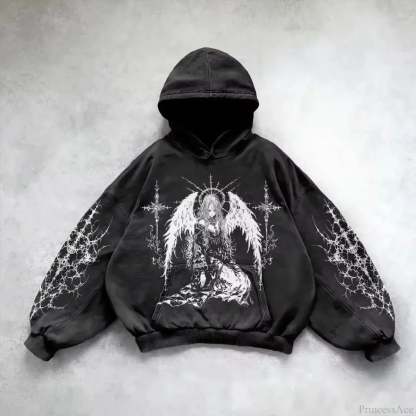 Casual Retro Gothic Printing Hoodie