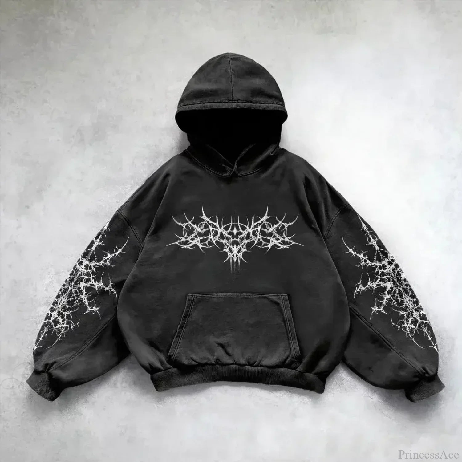 Casual Retro Gothic Printing Hoodie black 10 / M