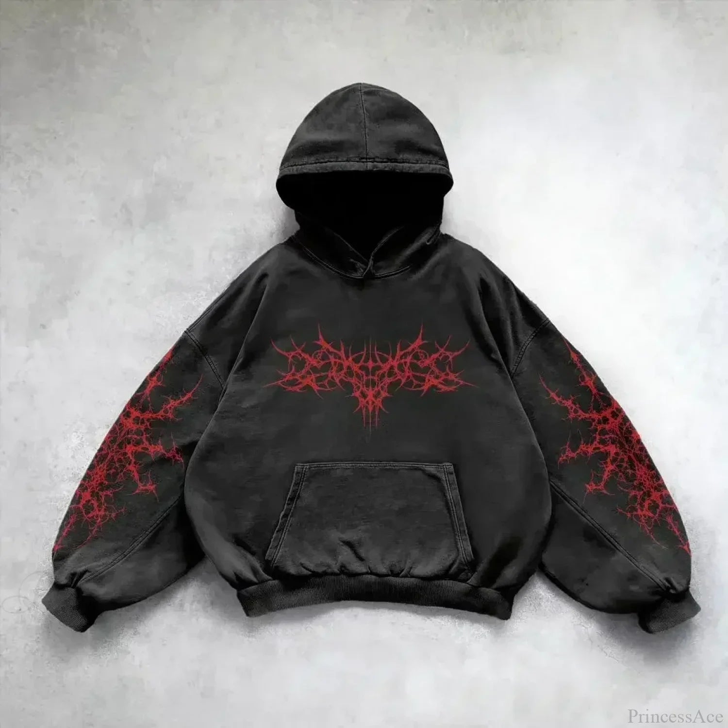 Casual Retro Gothic Printing Hoodie black 11 / M