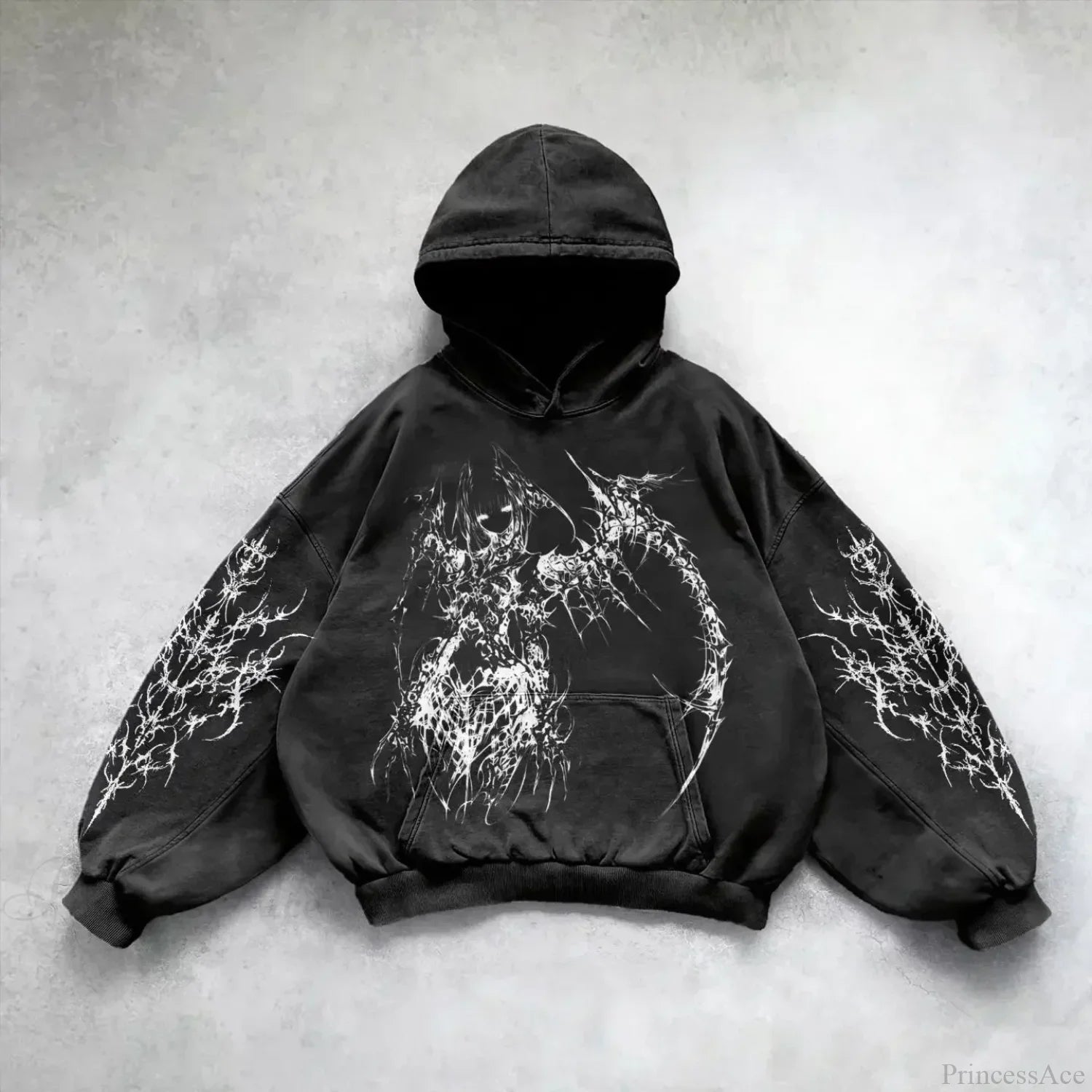 Casual Retro Gothic Printing Hoodie black 5 / M