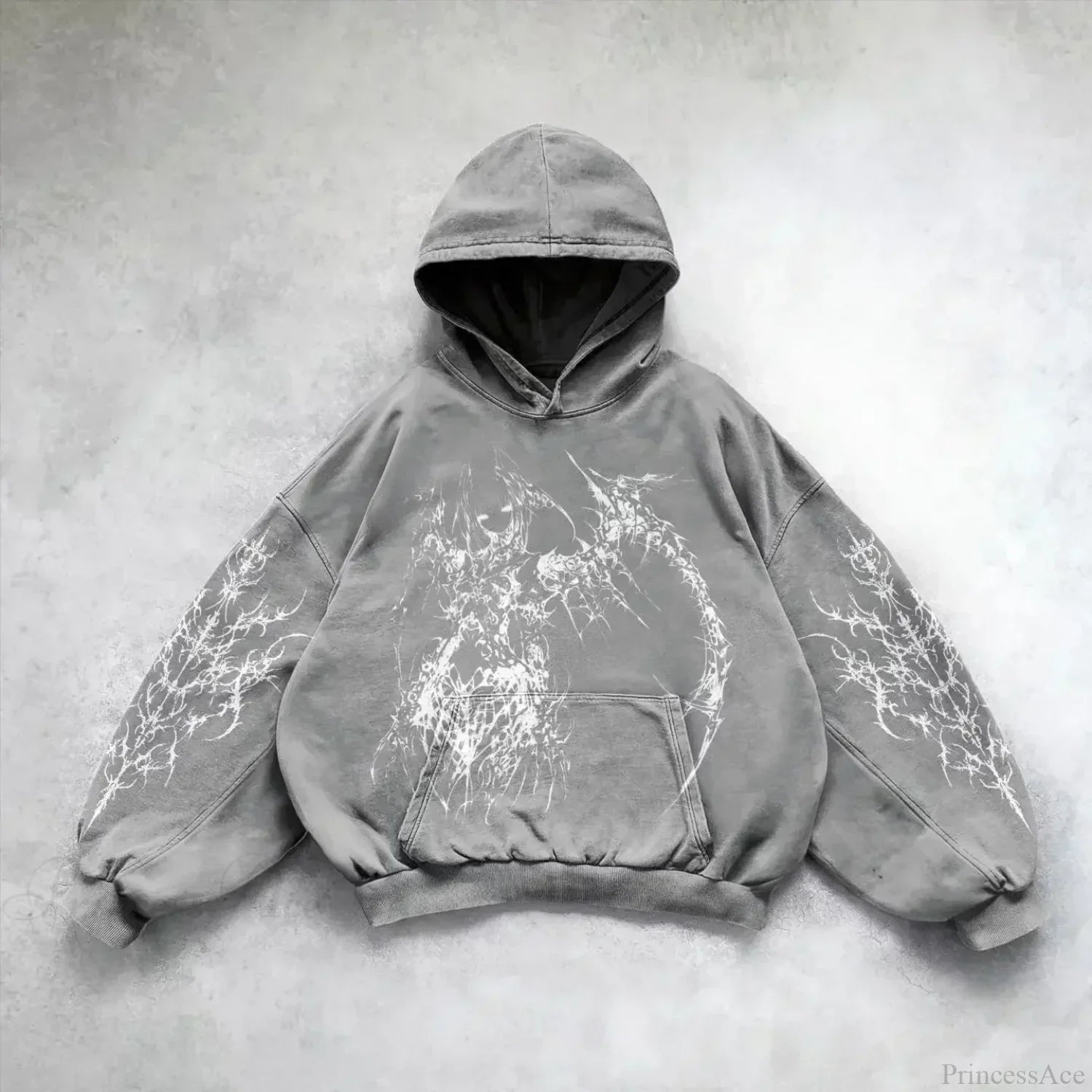 Casual Retro Gothic Printing Hoodie grey 1 / M