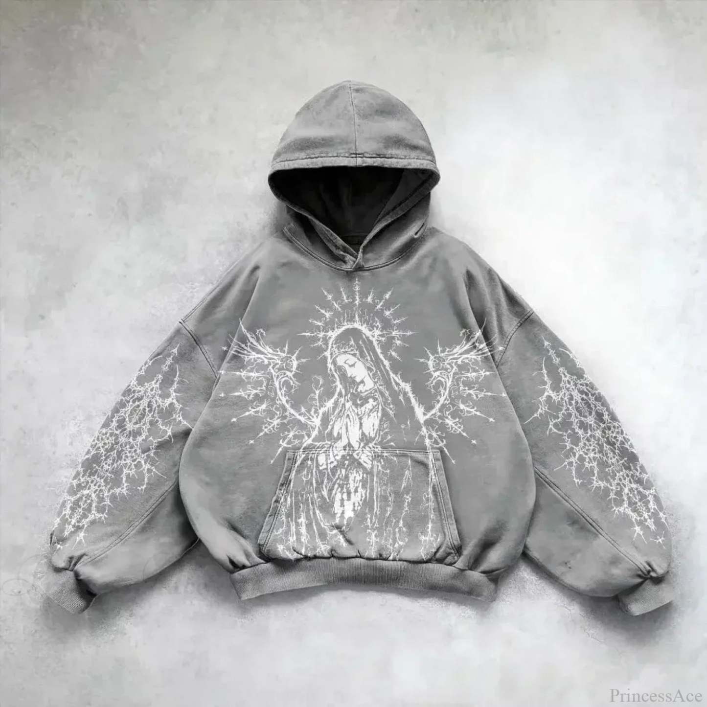 Casual Retro Gothic Printing Hoodie grey 2 / M
