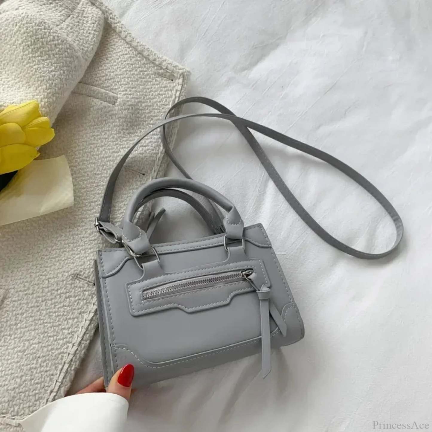 Casual Western Style Small Crossbody Handbag Gray handbag-250126