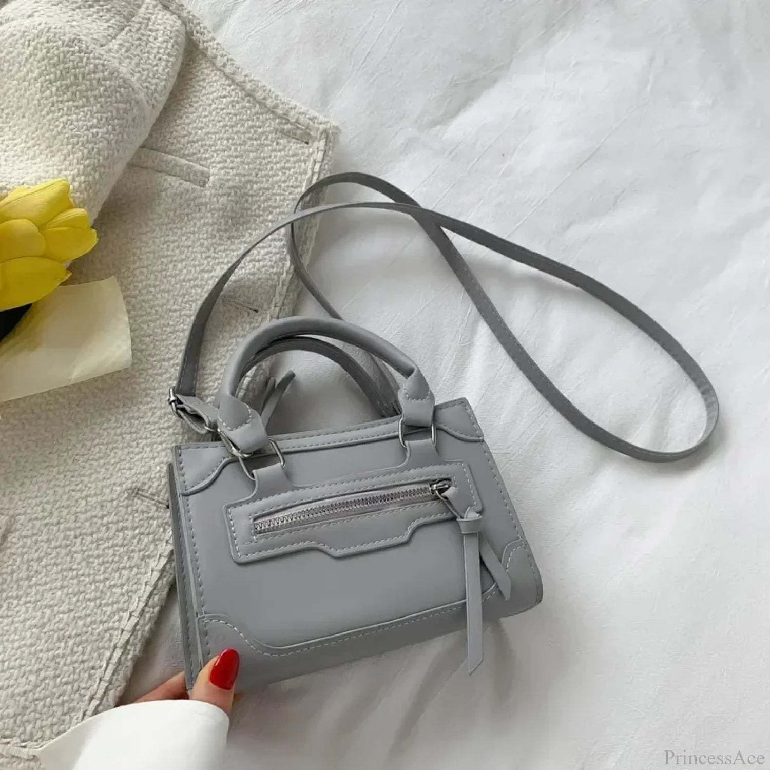 Casual Western Style Small Crossbody Handbag Gray handbag-250126