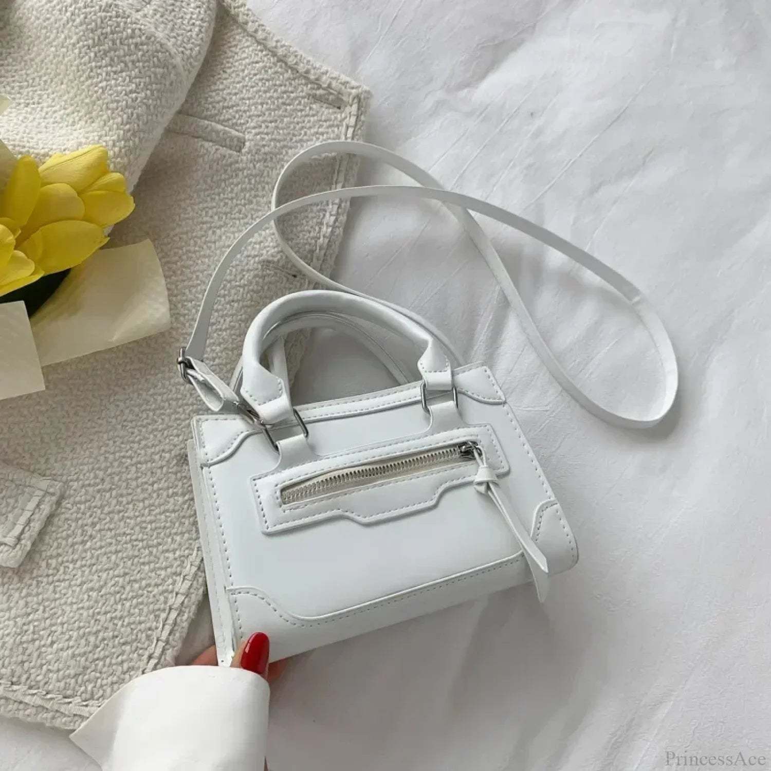 Casual Western Style Small Crossbody Handbag White handbag-250126
