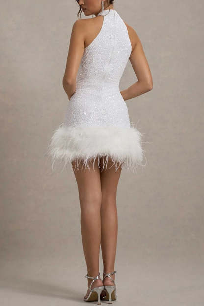 Shiny Fuzzy Sequin Bodycon Party Dress