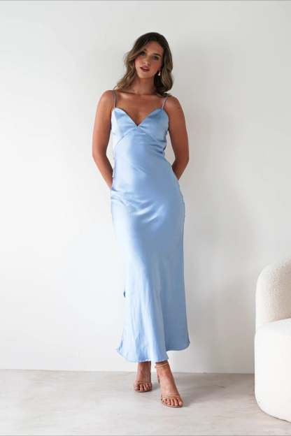 Satin Backless Tie Party Dress