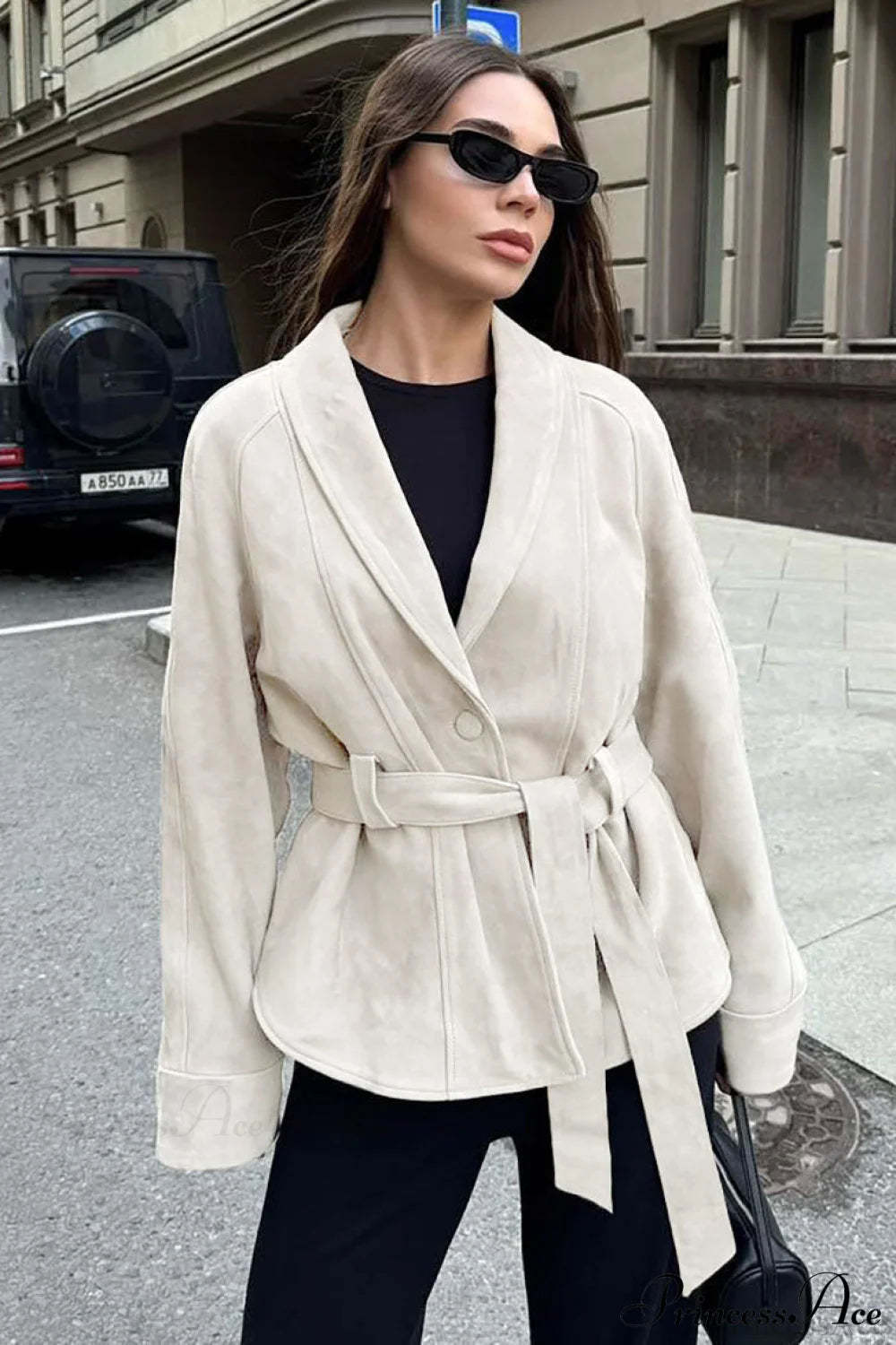 Chic Suede Long Sleeve Jacket Coat