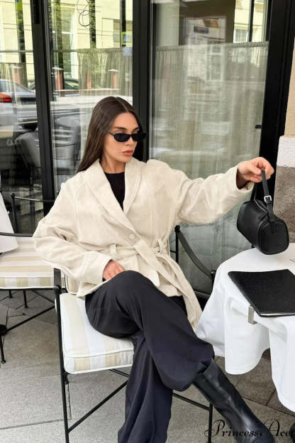 Chic Suede Long Sleeve Jacket Coat