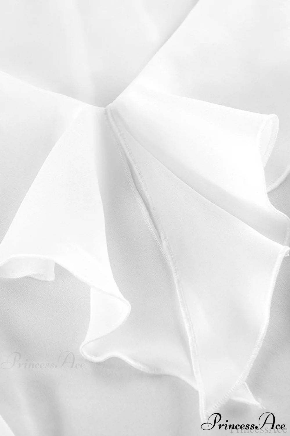 Chiffon Ruffled Long Sleeve V Neck Blouse