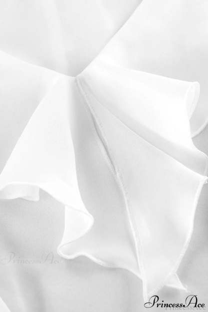 Chiffon Ruffled Long Sleeve V Neck Blouse