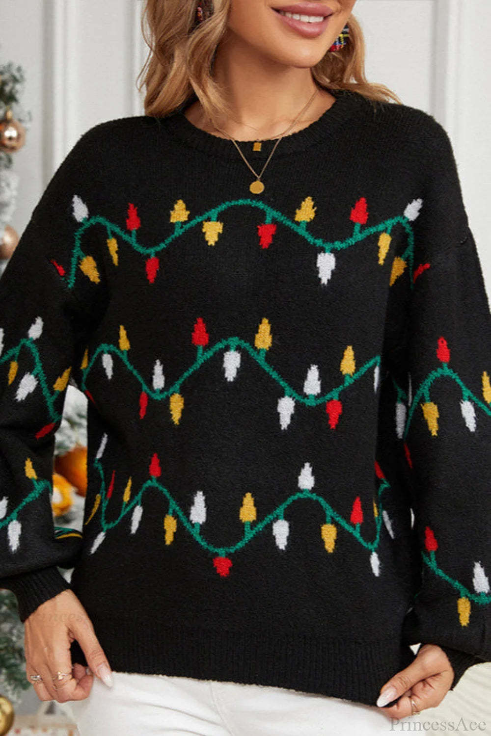 Christmas Light Sweet Loose Pullover Knit Sweater
