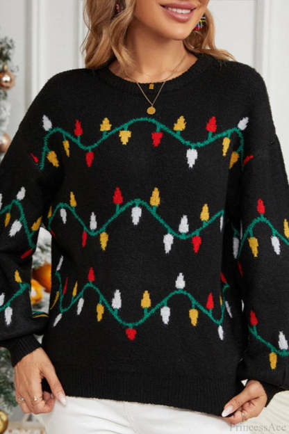 Christmas Light Sweet Loose Pullover Knit Sweater