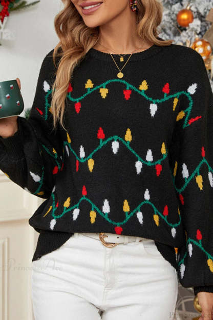 Christmas Light Sweet Loose Pullover Knit Sweater