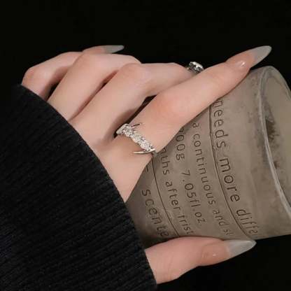 Clear Cross Rebel Gothic Ring 01 Silver color