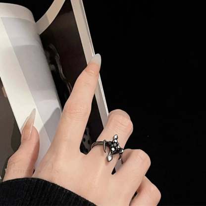 Clear Cross Rebel Gothic Ring 02 Black