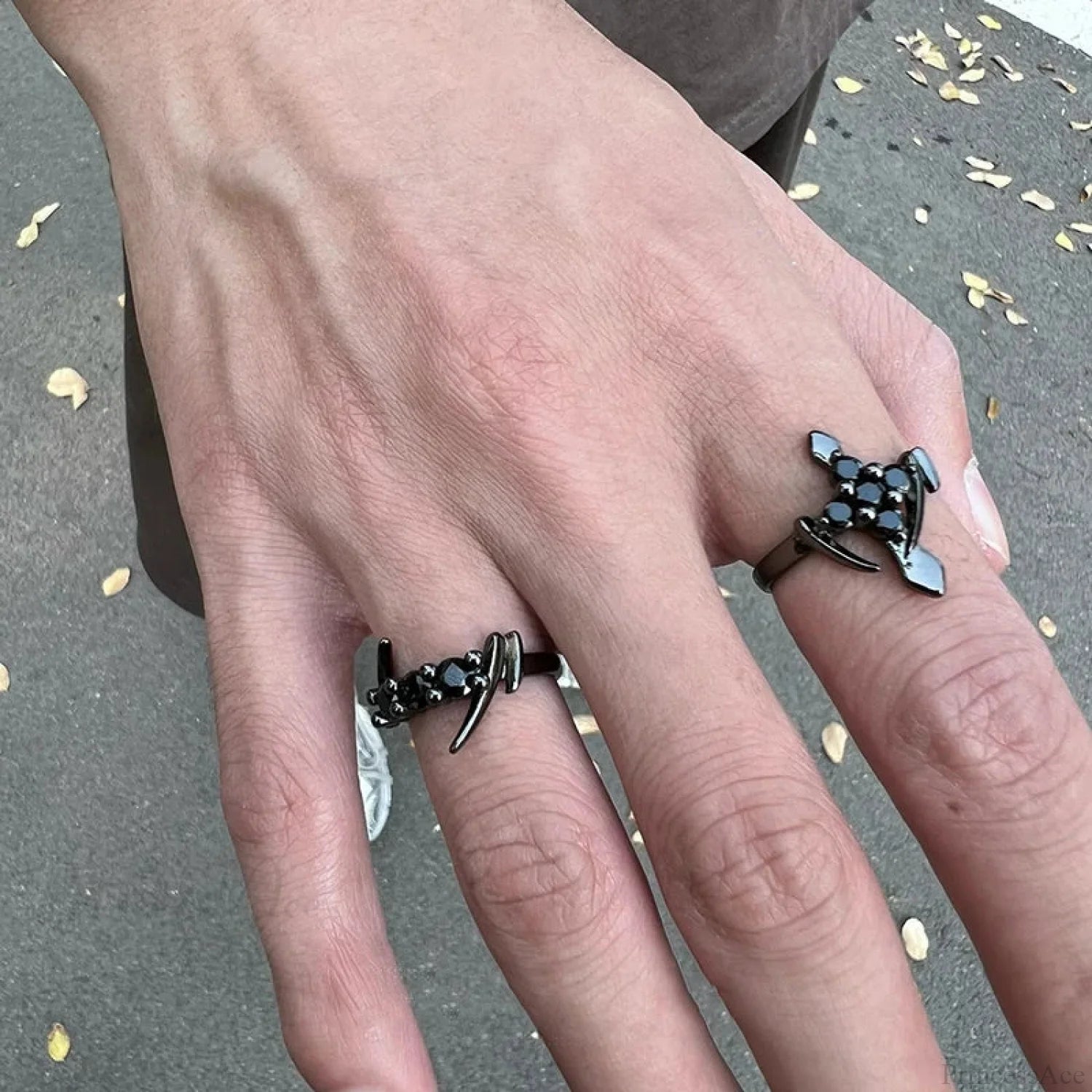Clear Cross Rebel Gothic Ring