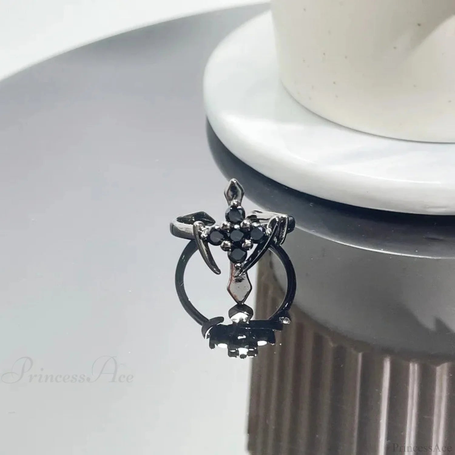 Clear Cross Rebel Gothic Ring