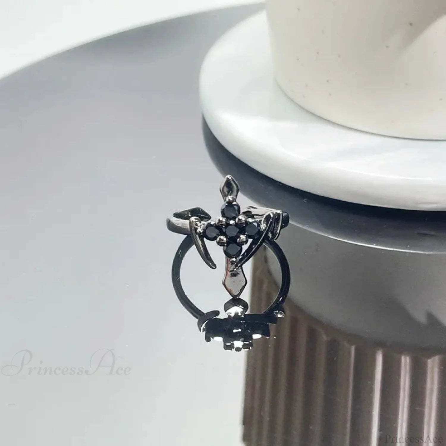 Clear Cross Rebel Gothic Ring