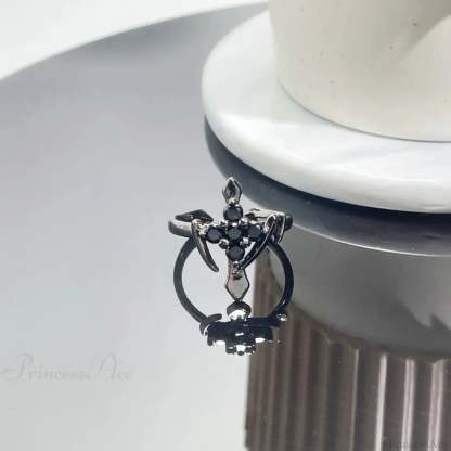 Clear Cross Rebel Gothic Ring