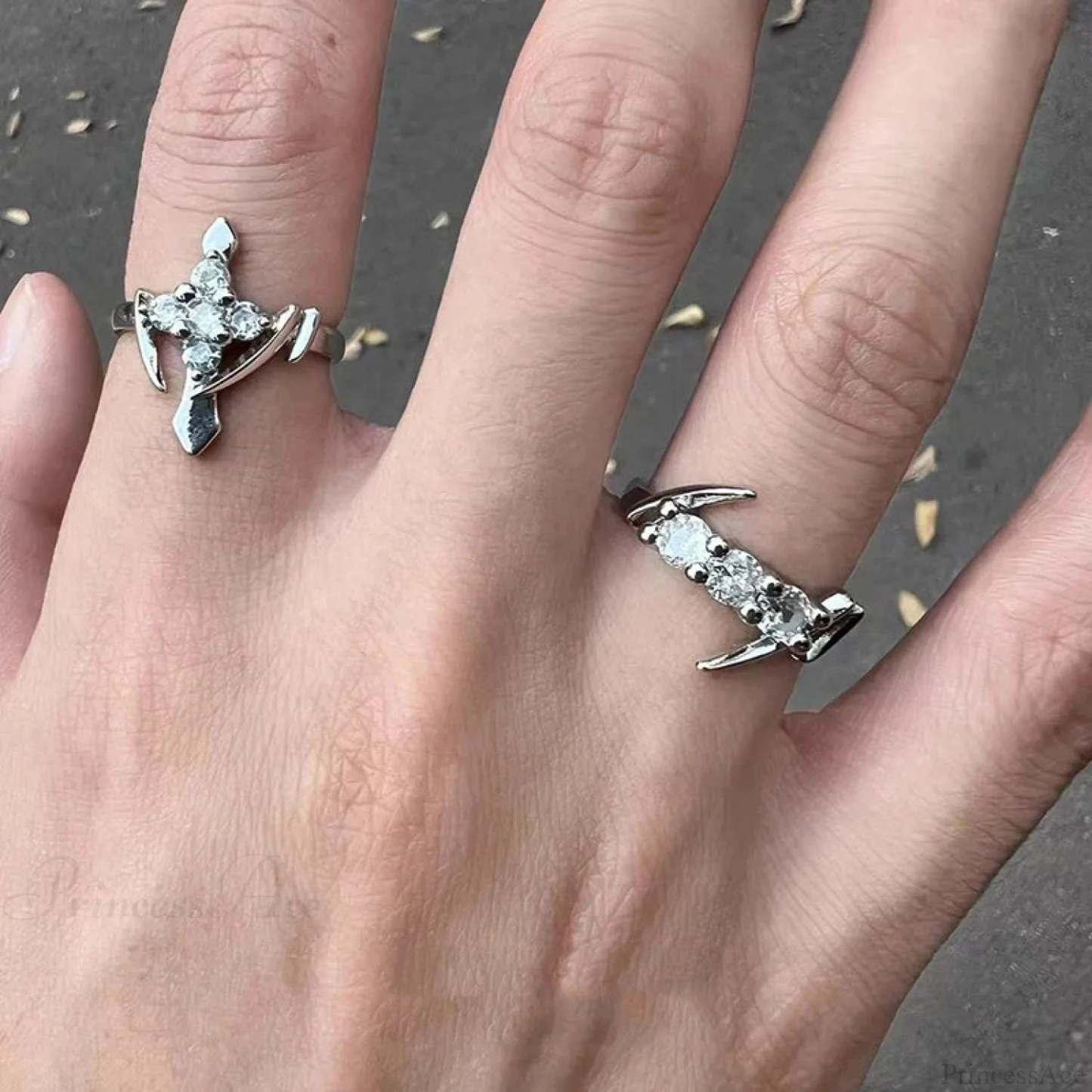 Clear Cross Rebel Gothic Ring