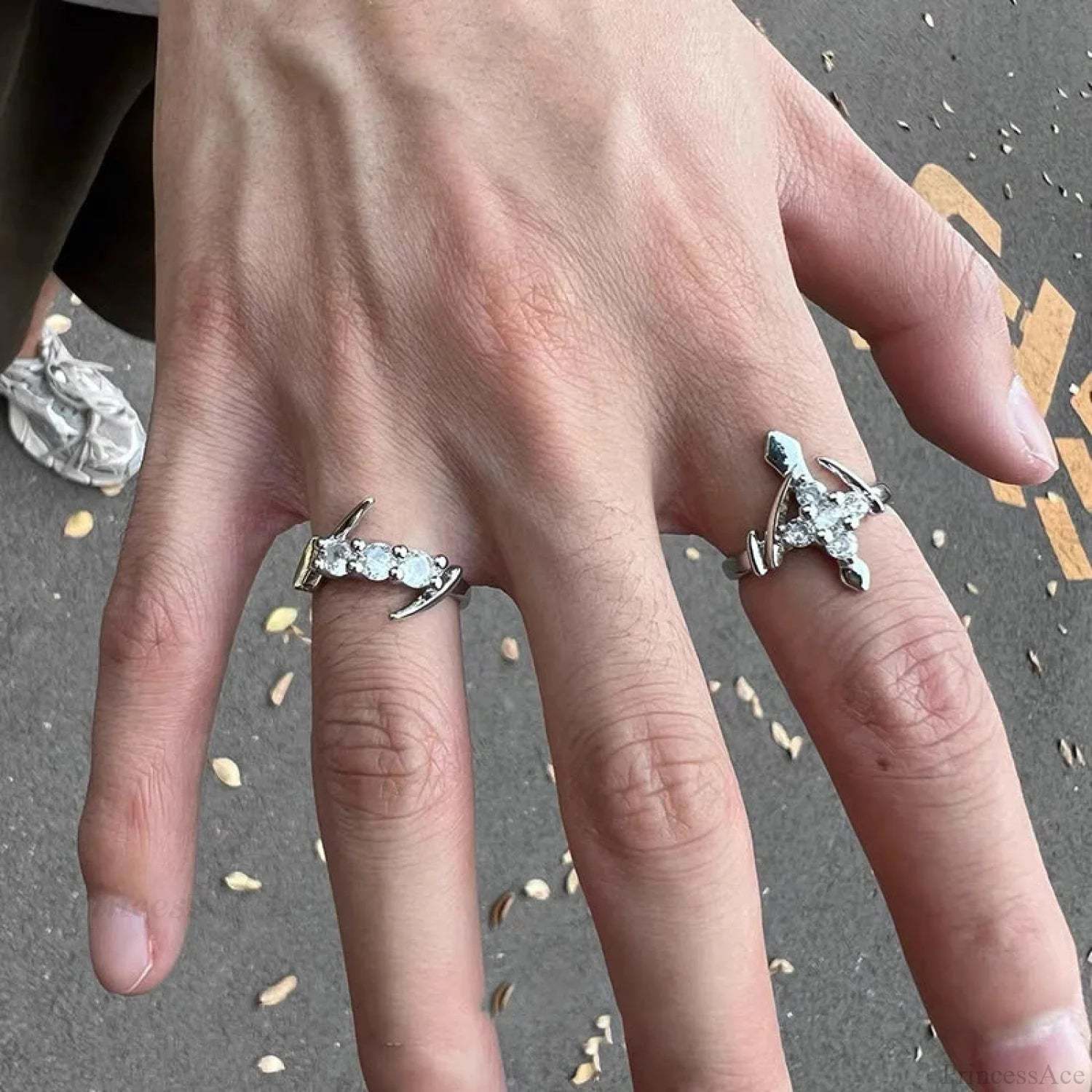 Clear Cross Rebel Gothic Ring