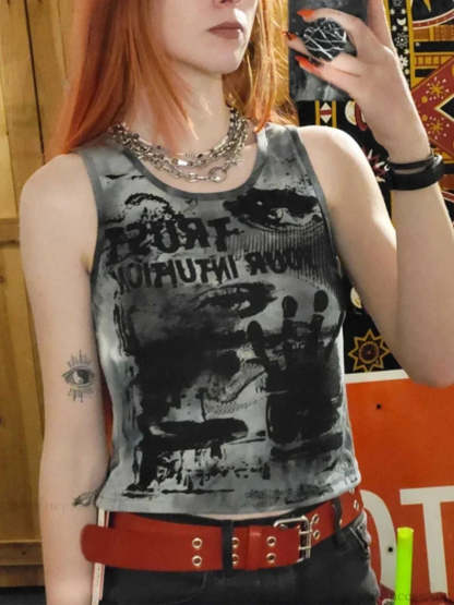 Colorful Dye Top Dark Grey / S